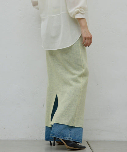 【HERITANOVUM】透視羅紋針織半身裙