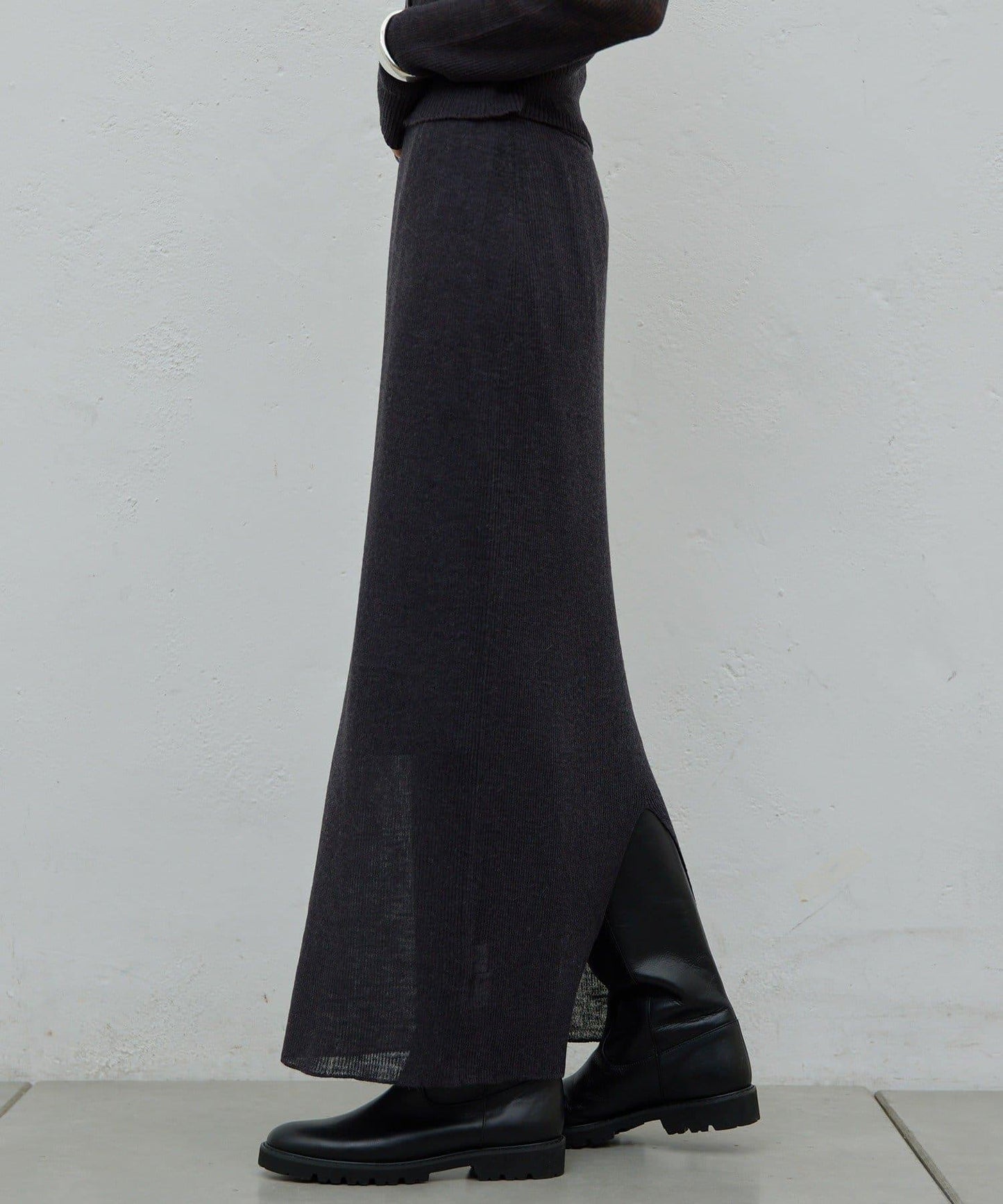 【HERITANOVUM】透視羅紋針織半身裙