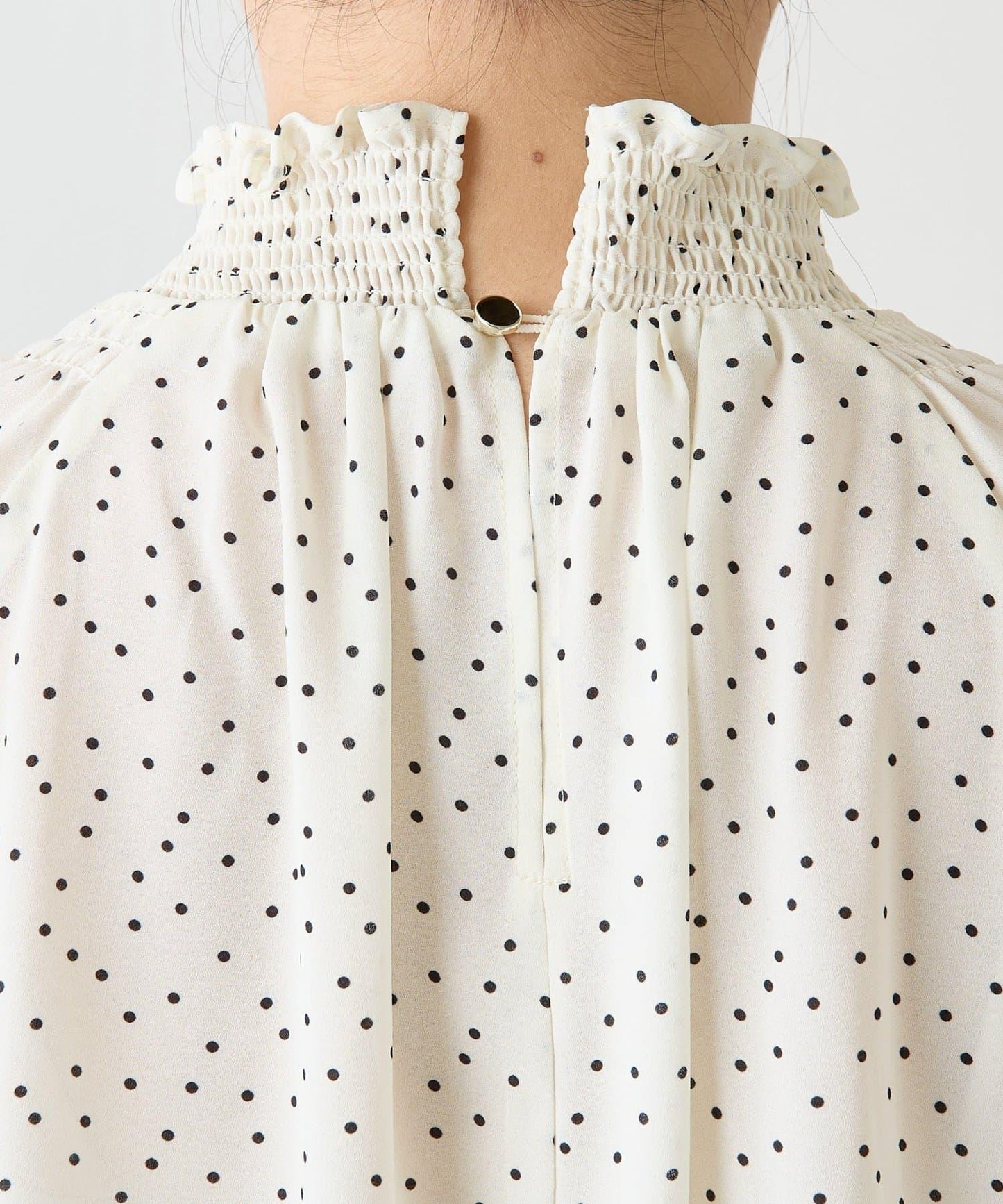 高領褶皺波點襯衫/禮服