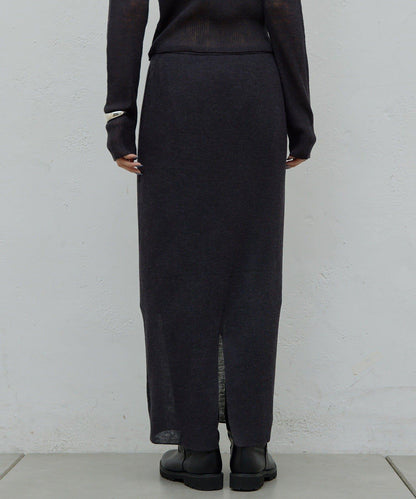 【HERITANOVUM】透視羅紋針織半身裙