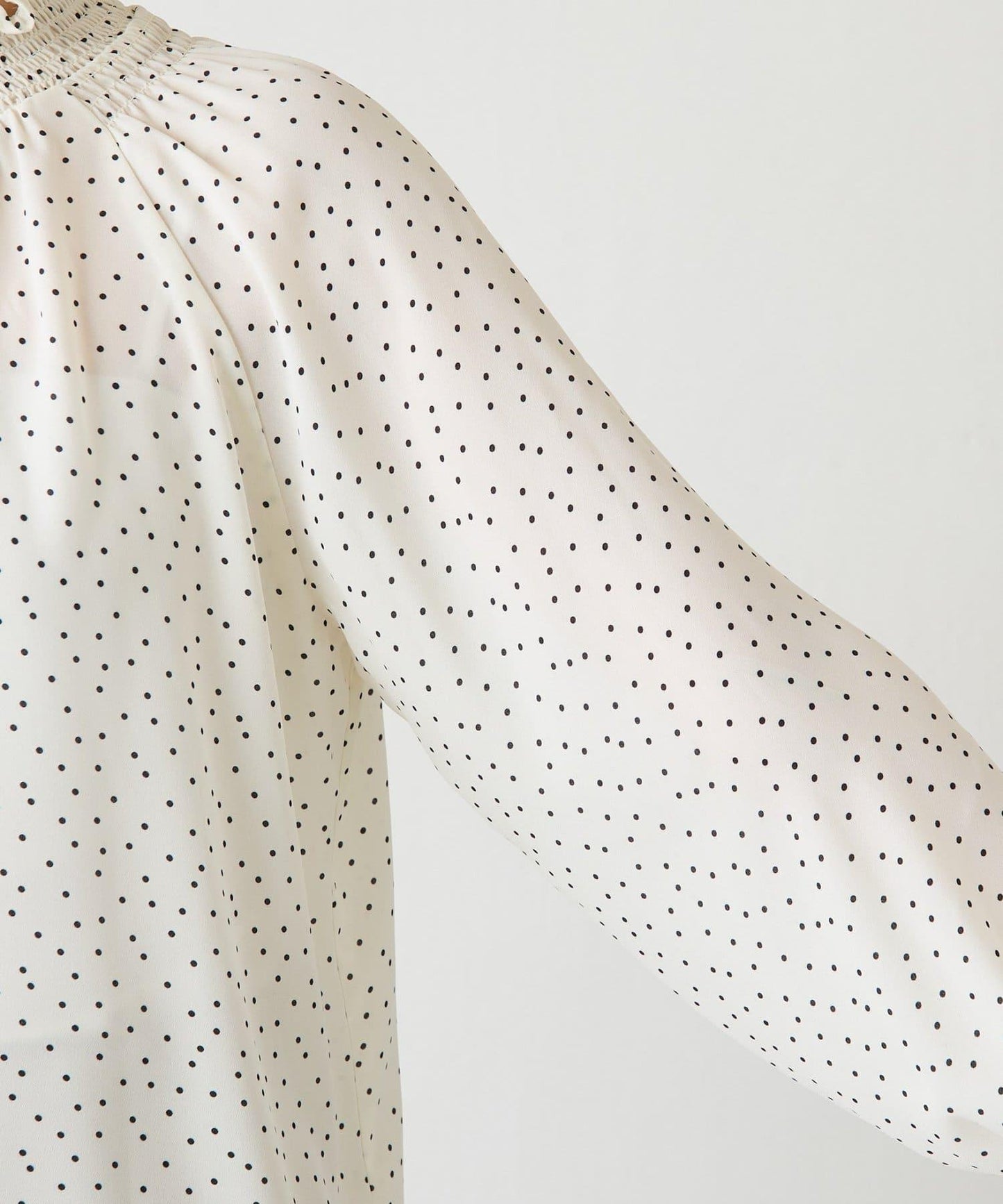 高領褶皺波點襯衫/禮服