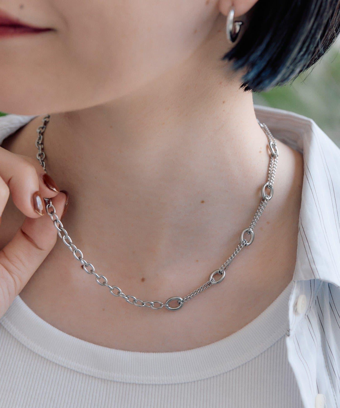 金屬過敏適用/不鏽鋼 跳躍D鏈條項鍊