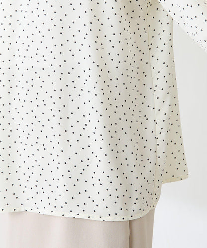 高領褶皺波點襯衫/禮服