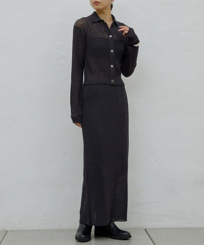 【HERITANOVUM】透視羅紋針織半身裙