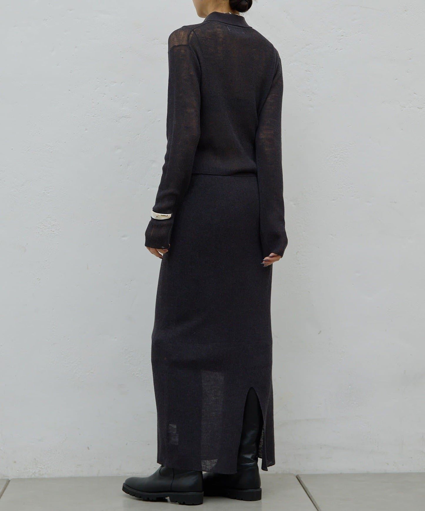 【HERITANOVUM】透視羅紋針織半身裙