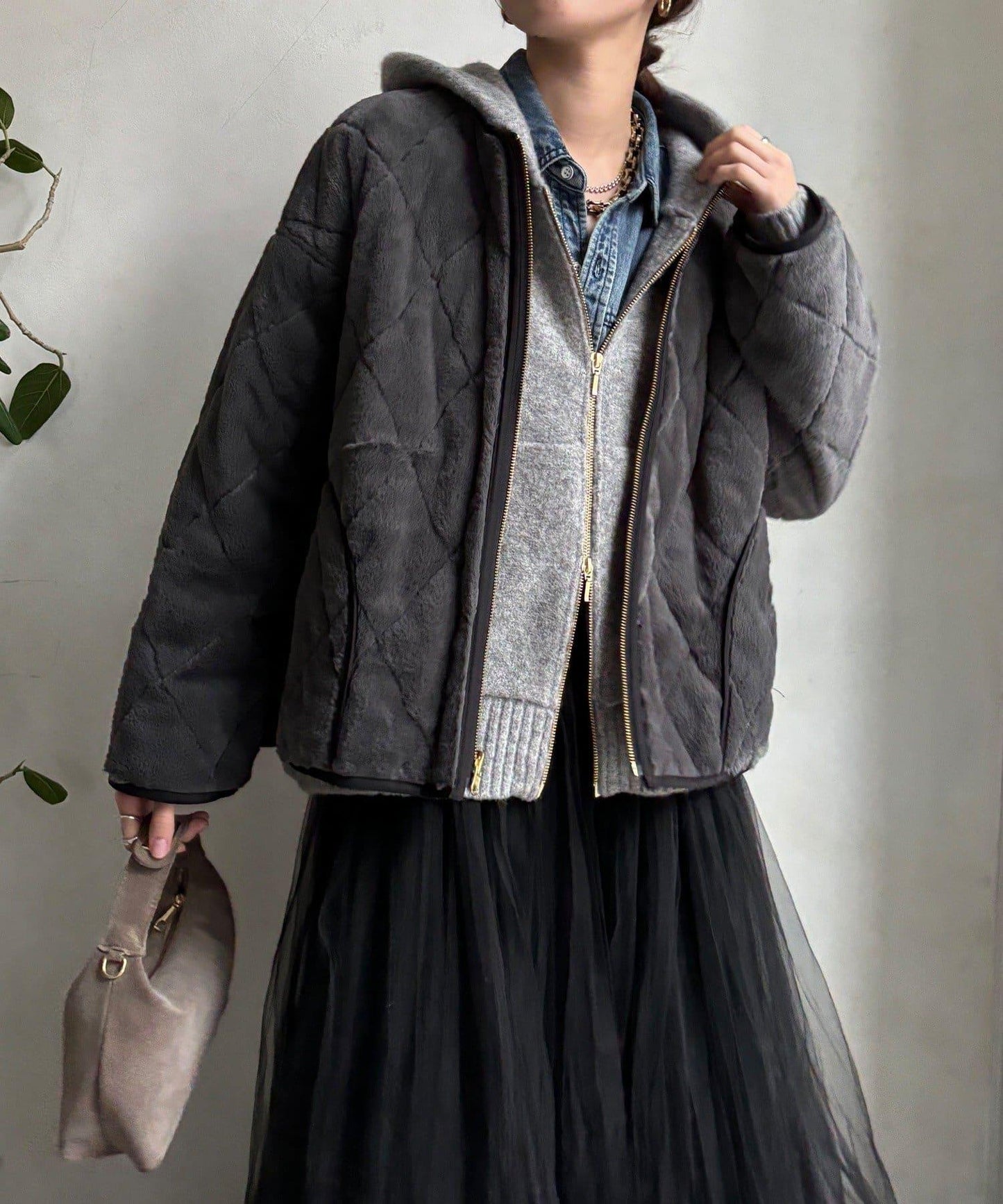 可雙面穿仿毛絎縫大衣