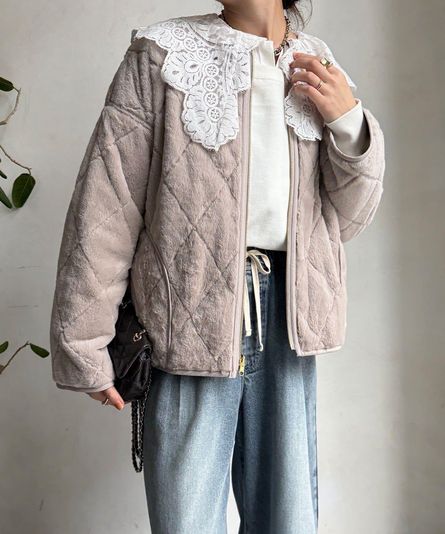 可雙面穿仿毛絎縫大衣