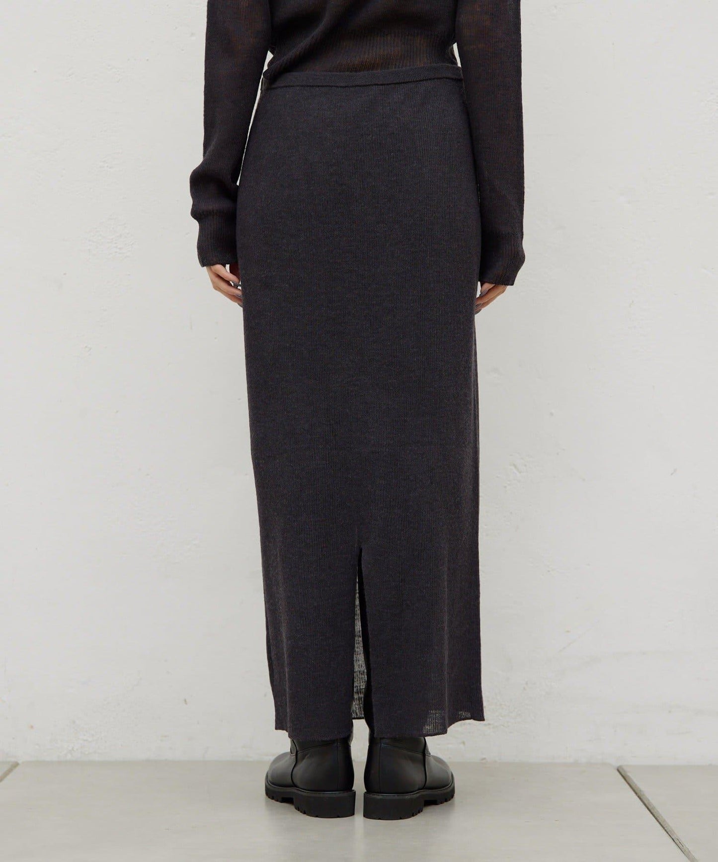 【HERITANOVUM】透視羅紋針織半身裙