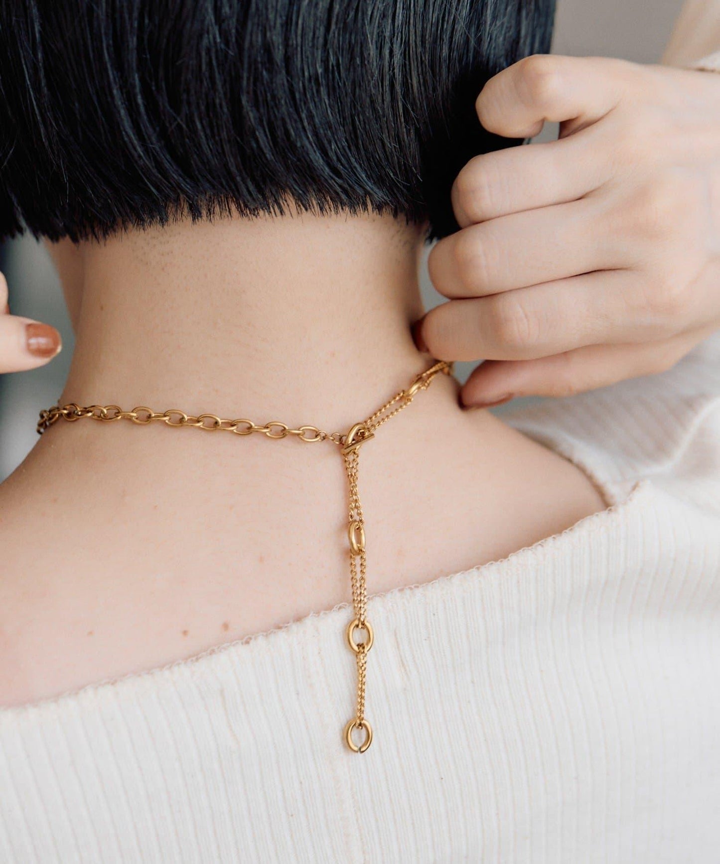 金屬過敏適用/不鏽鋼 跳躍D鏈條項鍊