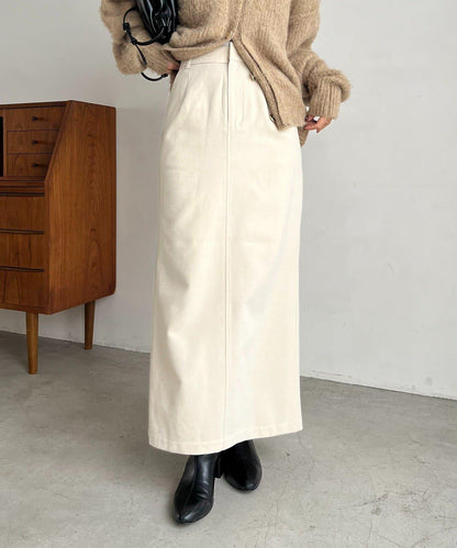 【HAPPY BAG対象】桃皮絨直筒裙