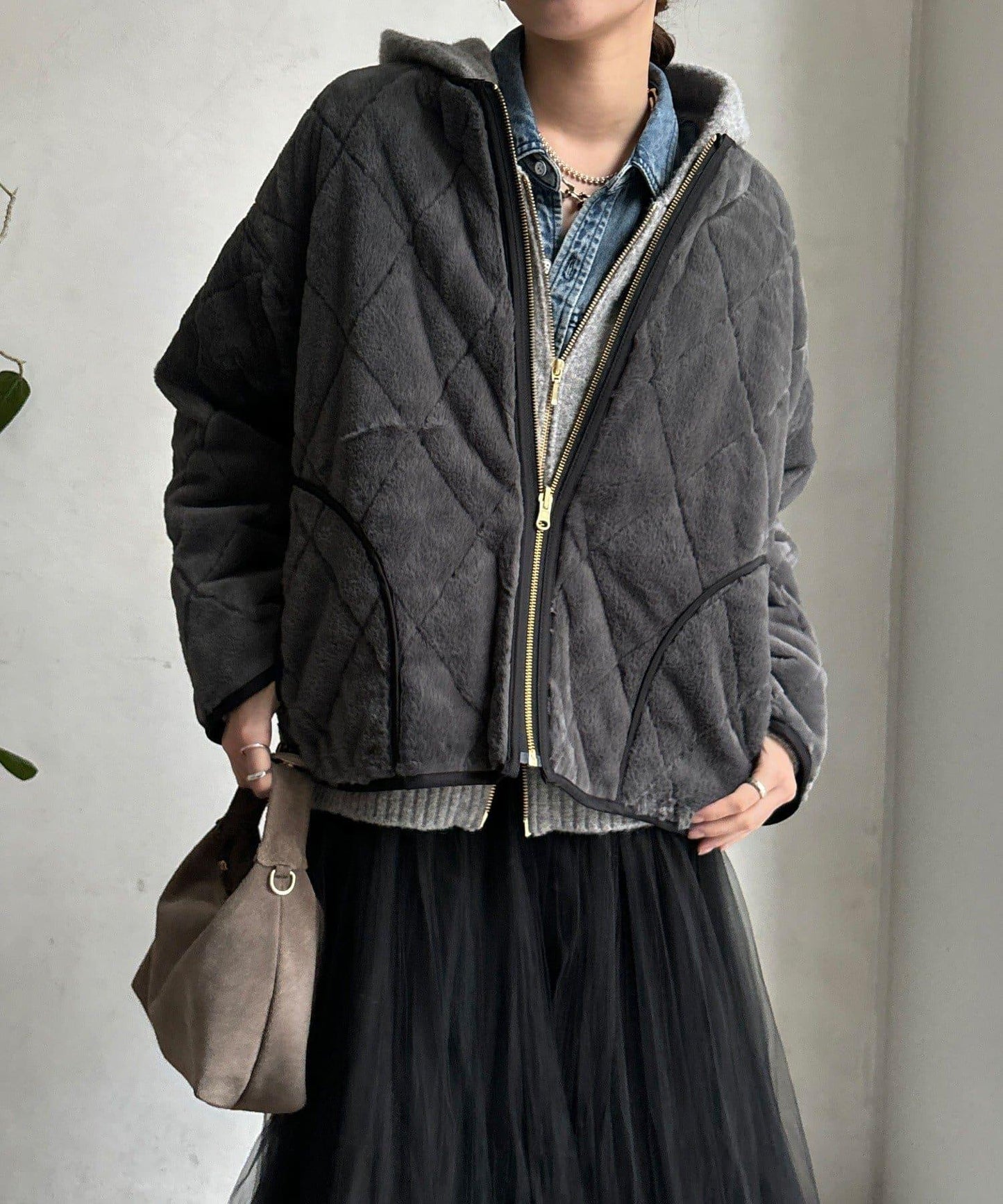 可雙面穿仿毛絎縫大衣