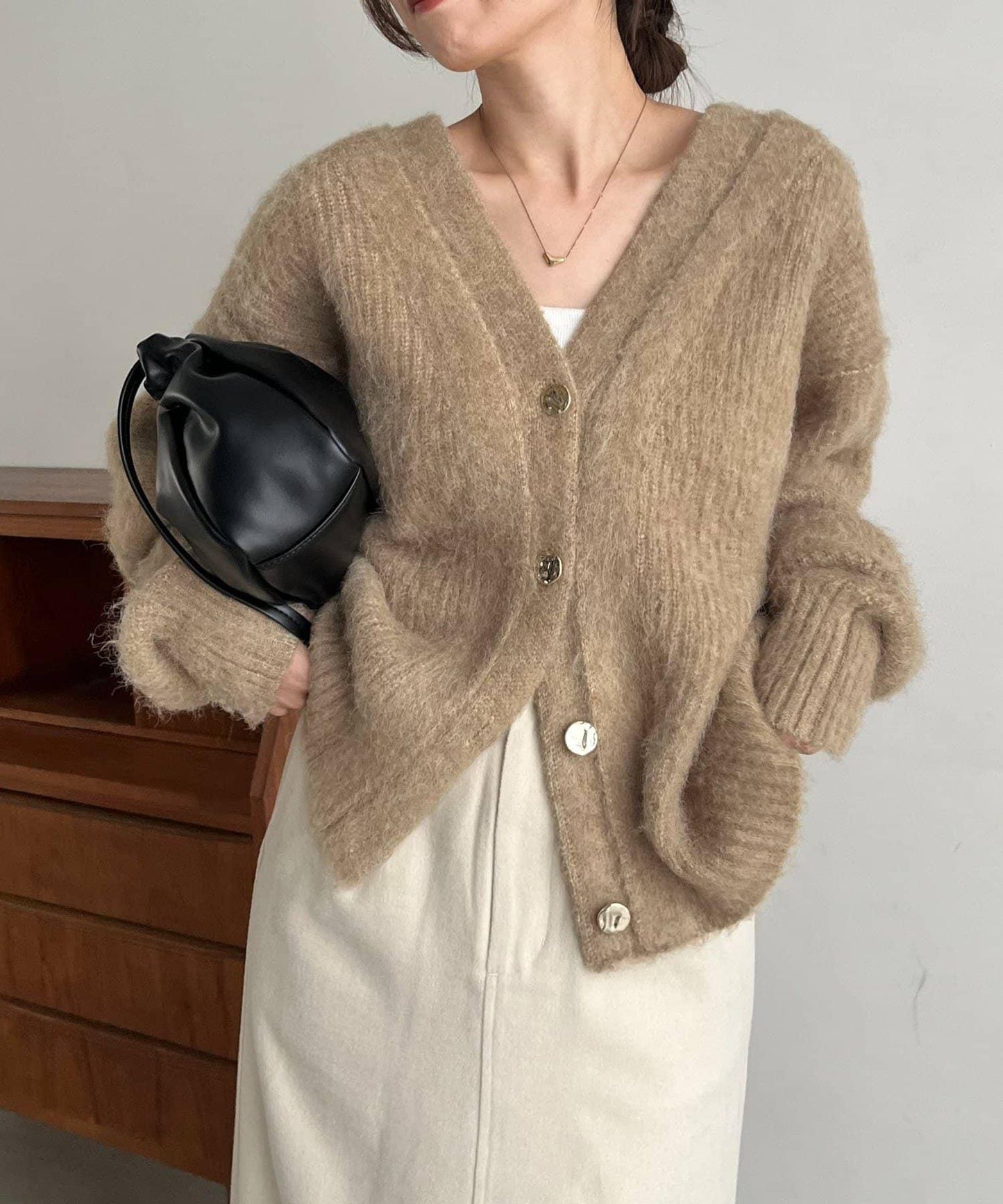 【HAPPY BAG対象】微妙色調紐扣疊穿風開衫