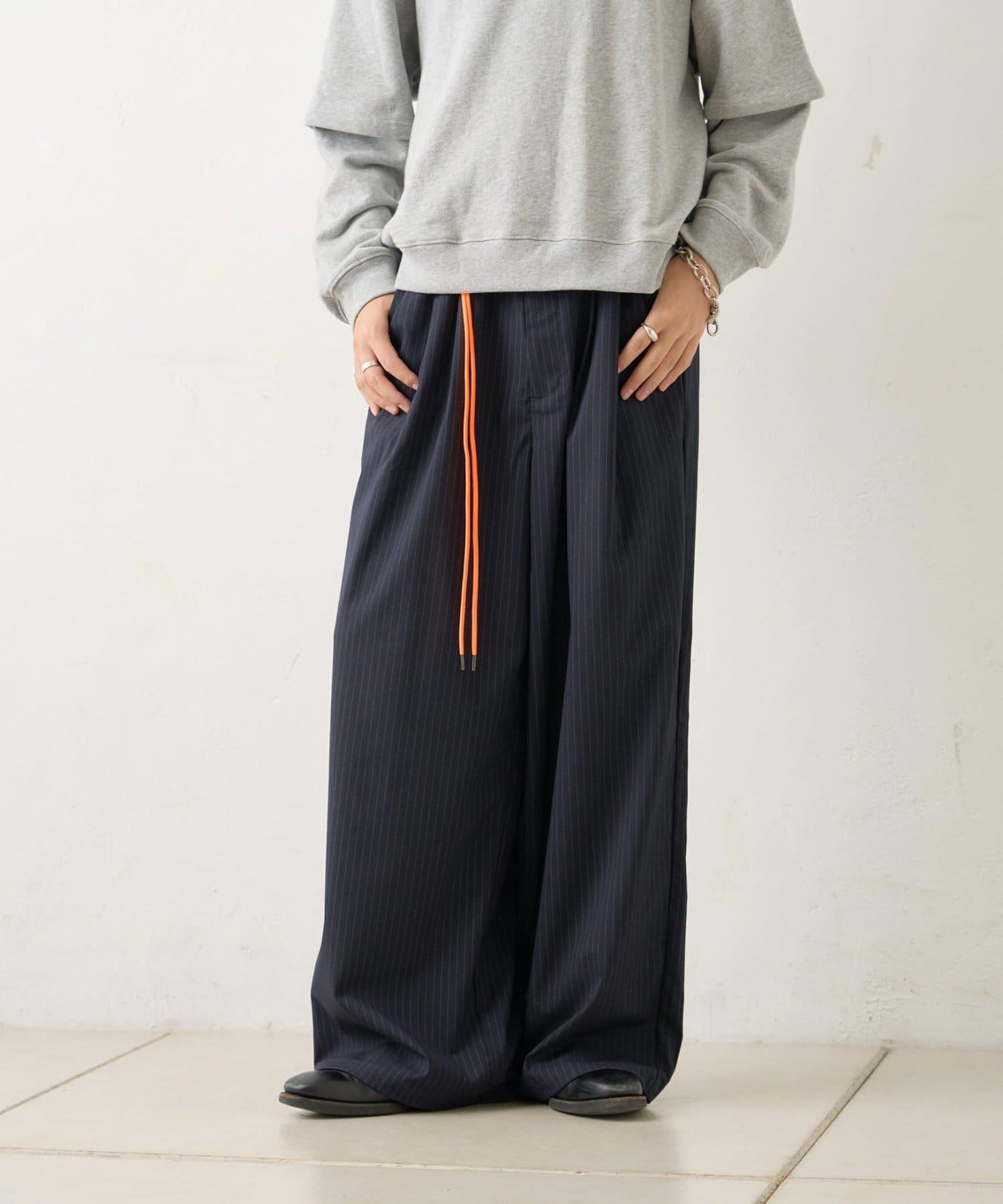 【WHIMSIC/2尺碼可選】細條紋寬鬆西裝褲