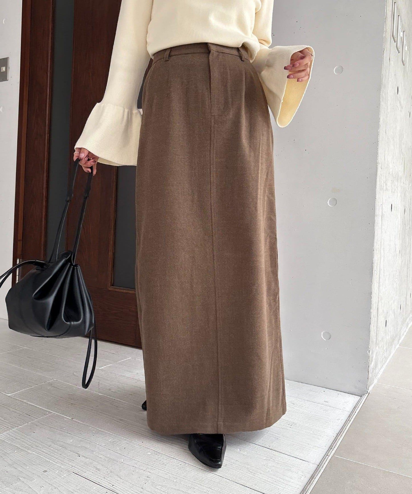 【HAPPY BAG対象】桃皮絨直筒裙