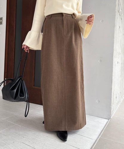 【HAPPY BAG対象】桃皮絨直筒裙