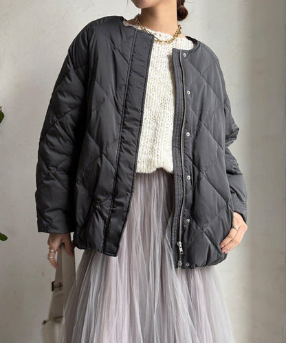 彈力塔夫綢羅紋袖短款羽絨服