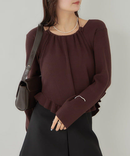 荷葉邊層疊針織衫