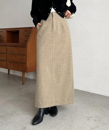 【HAPPY BAG対象】桃皮絨直筒裙