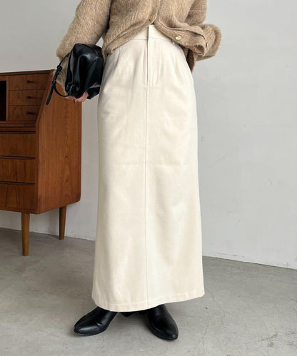 【HAPPY BAG対象】桃皮絨直筒裙