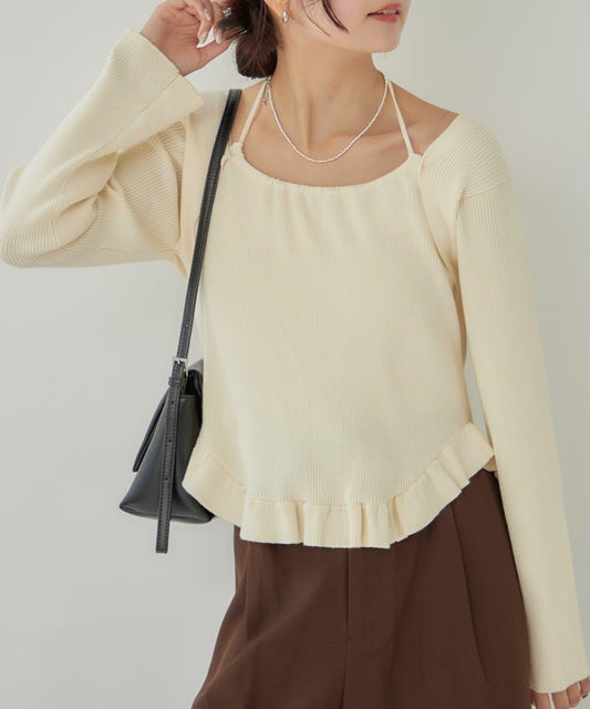 荷葉邊層疊針織衫