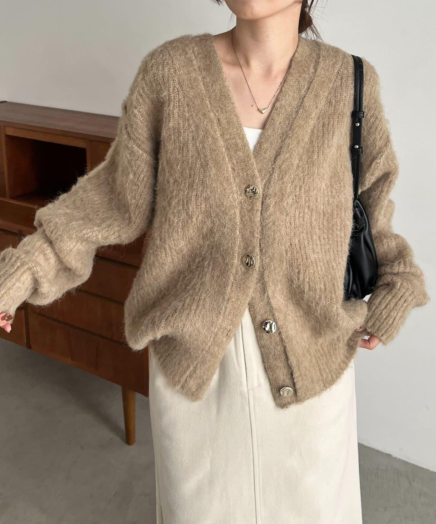 【HAPPY BAG対象】微妙色調紐扣疊穿風開衫