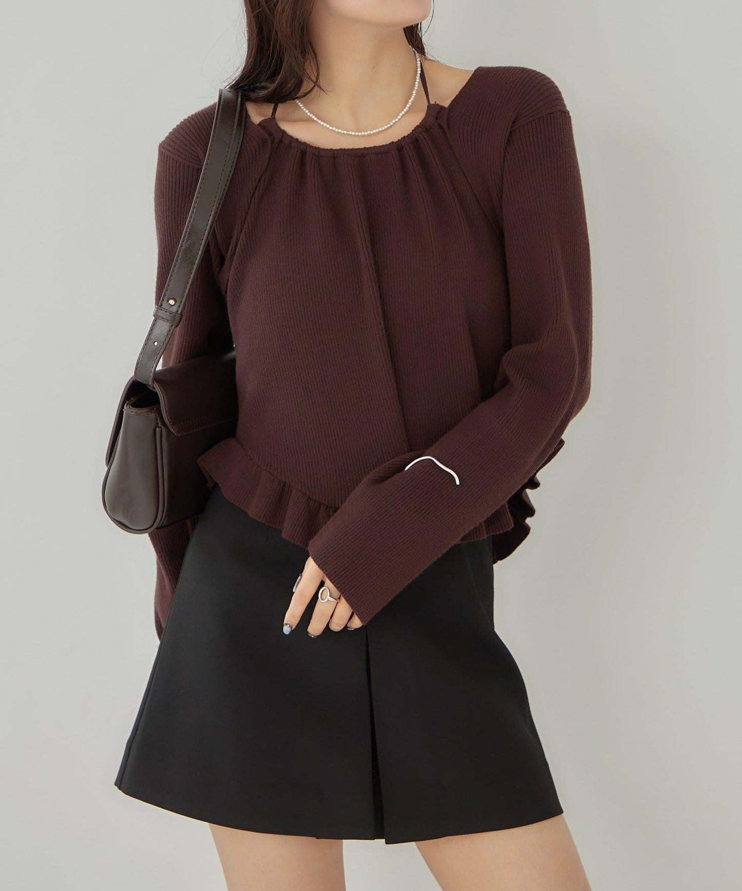 荷葉邊層疊針織衫