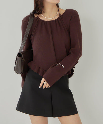 荷葉邊層疊針織衫