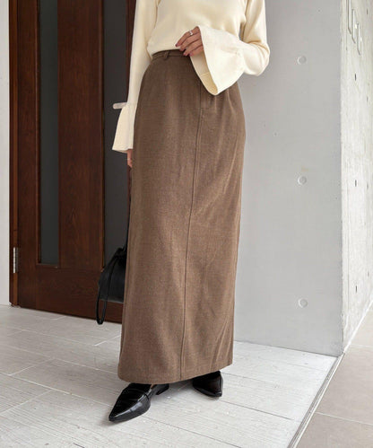 【HAPPY BAG対象】桃皮絨直筒裙