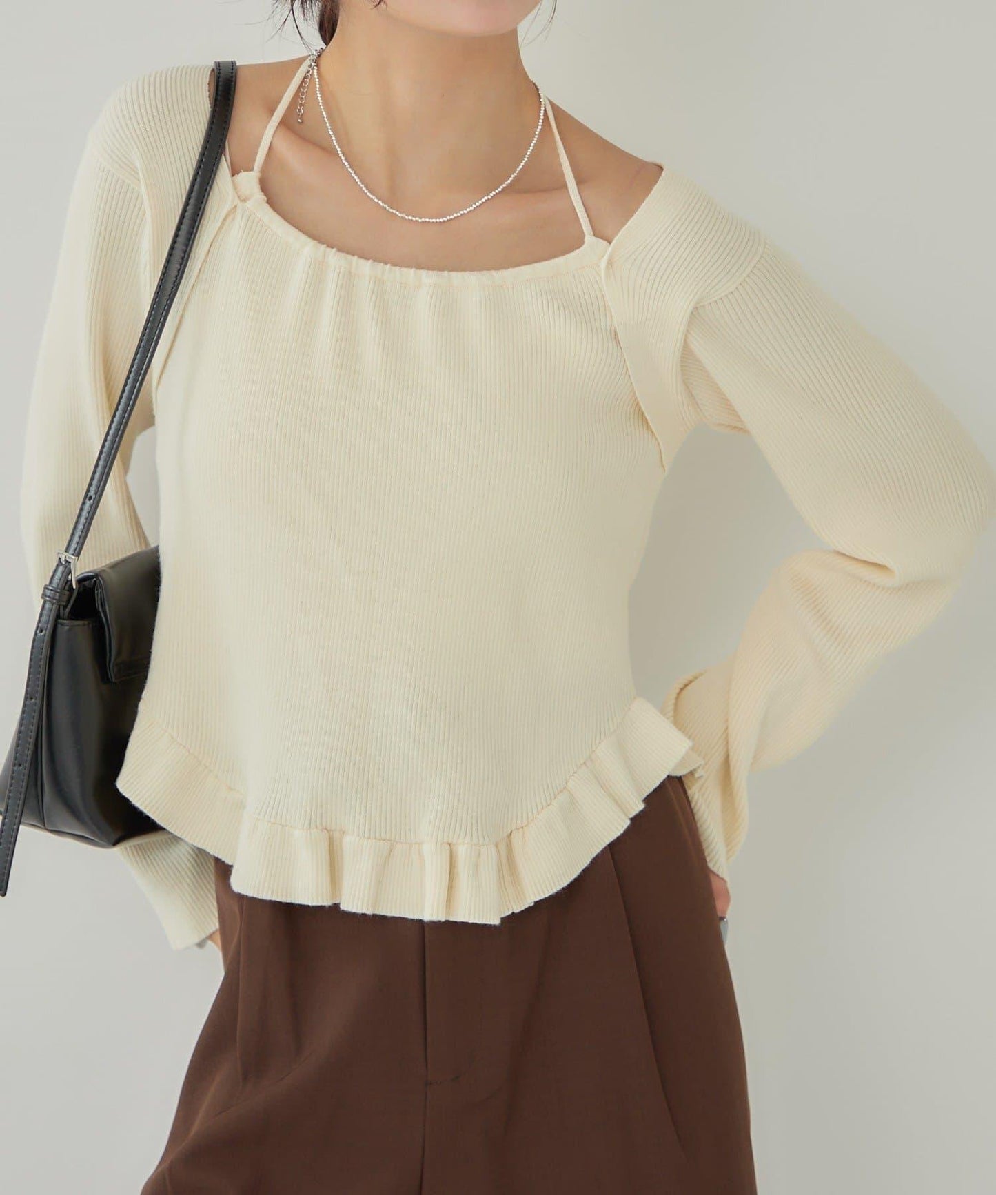 荷葉邊層疊針織衫