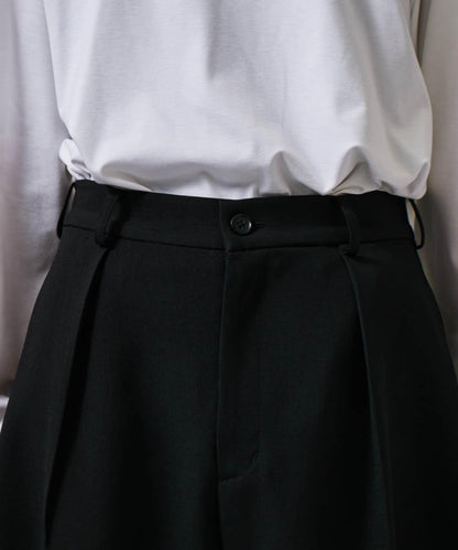 配腰帶雙層布氣球弧形休閒褲