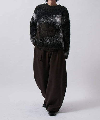 配腰帶雙層布氣球弧形休閒褲