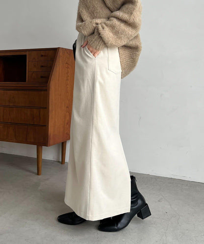 【HAPPY BAG対象】桃皮絨直筒裙