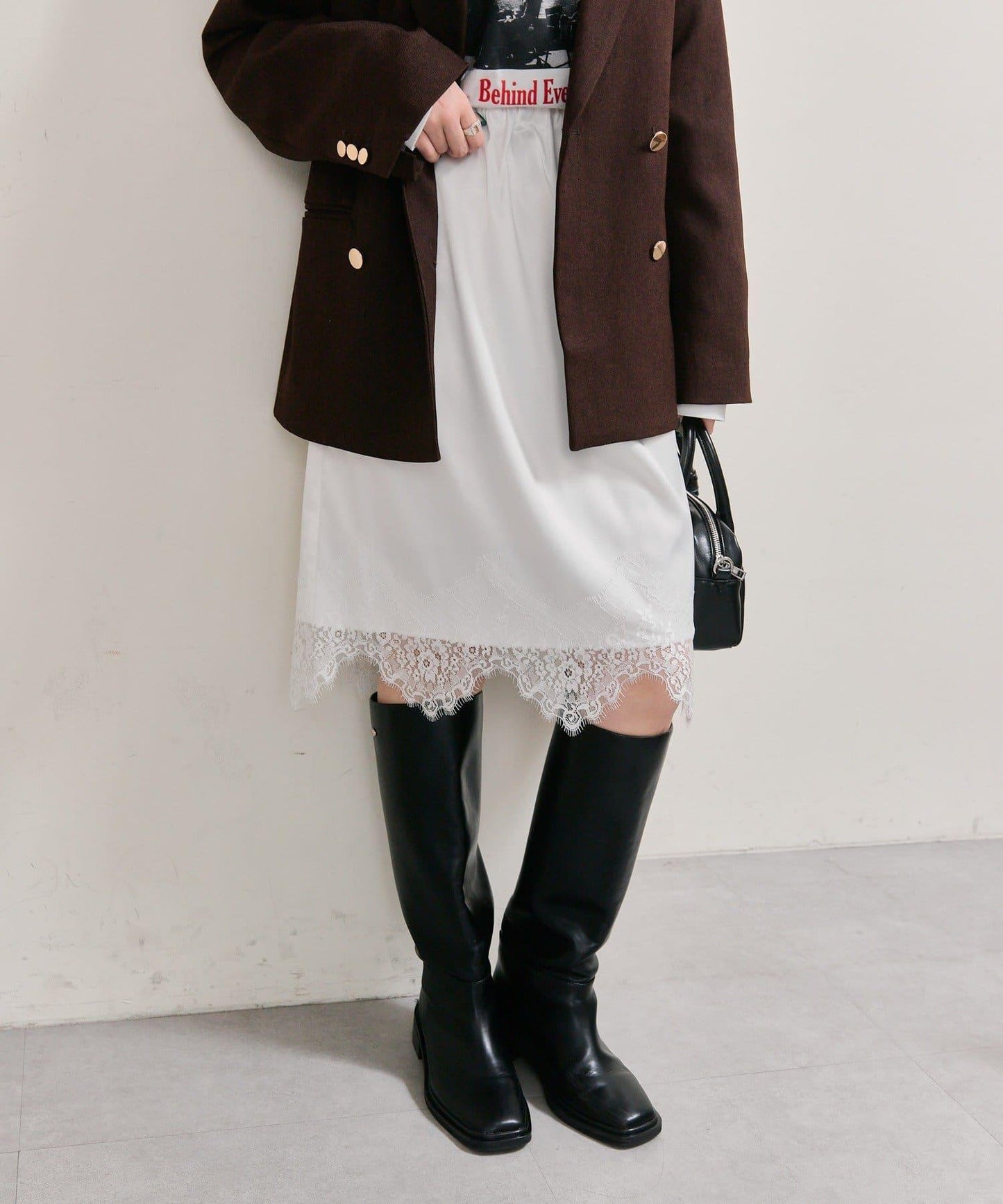 下襬蕾絲多功能半身裙