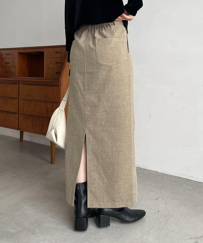 【HAPPY BAG対象】桃皮絨直筒裙