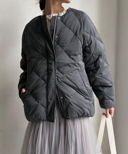 彈力塔夫綢羅紋袖短款羽絨服