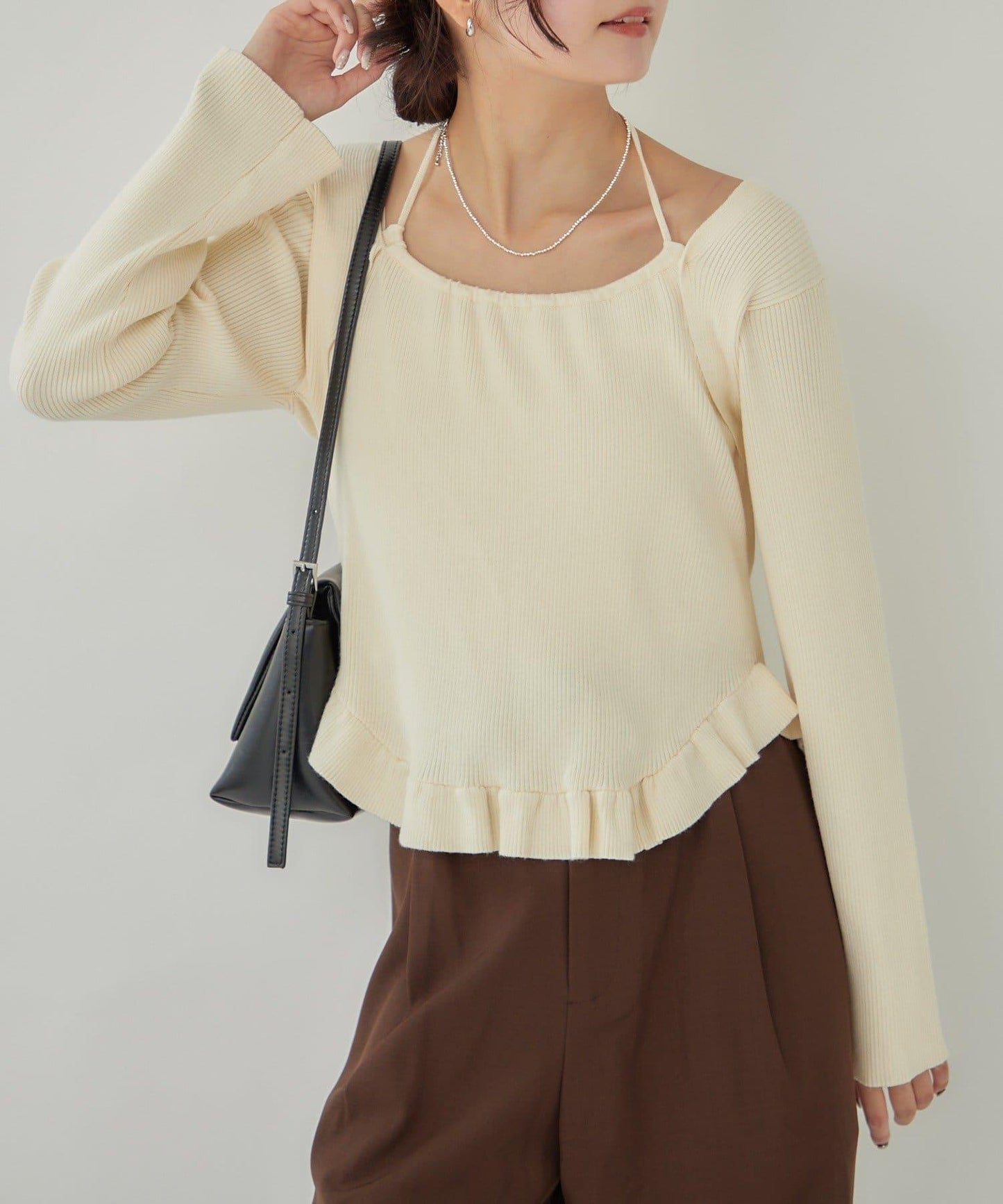 荷葉邊層疊針織衫