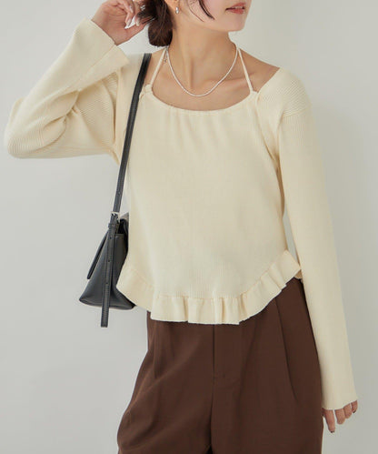 荷葉邊層疊針織衫