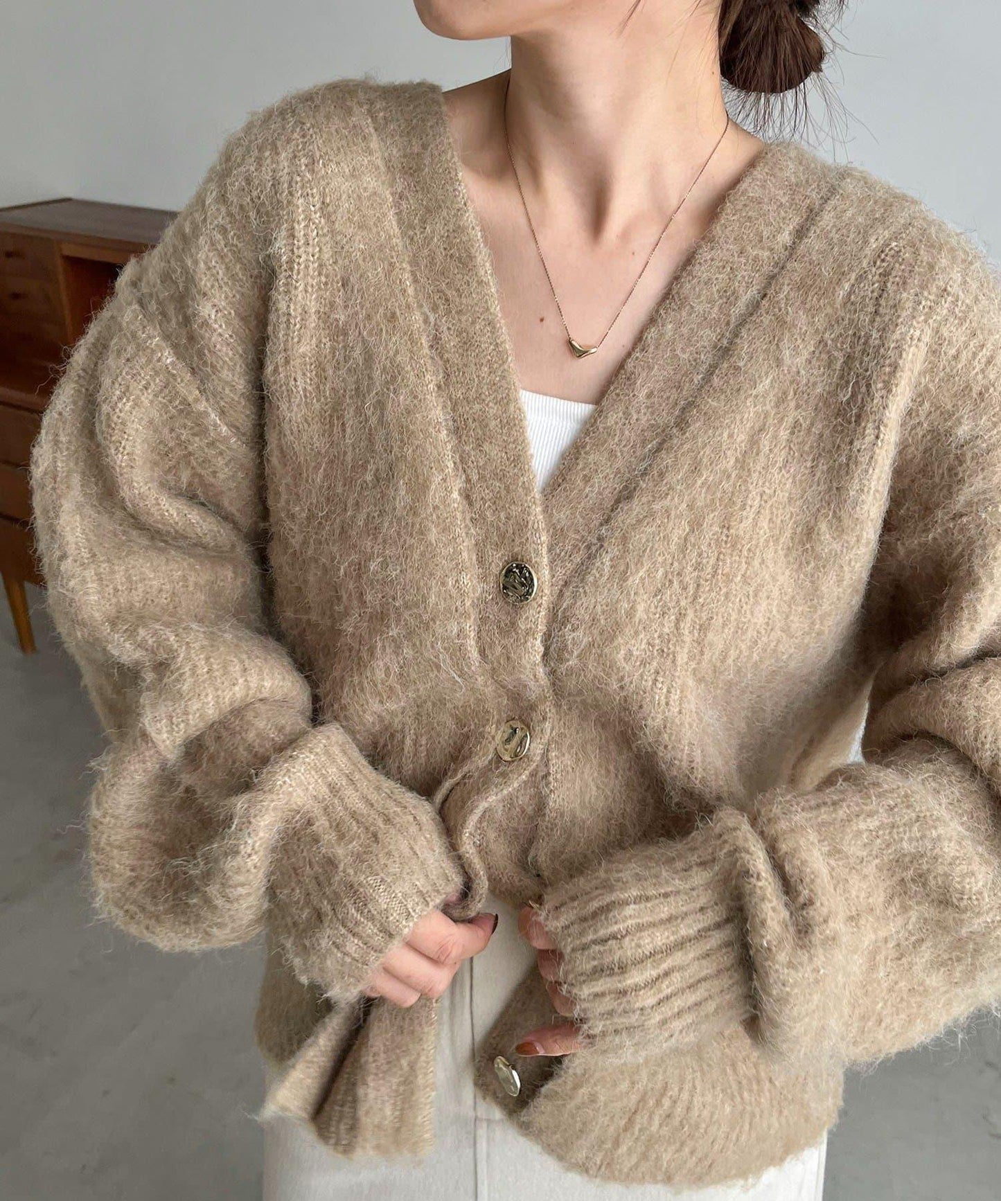 【HAPPY BAG対象】微妙色調紐扣疊穿風開衫