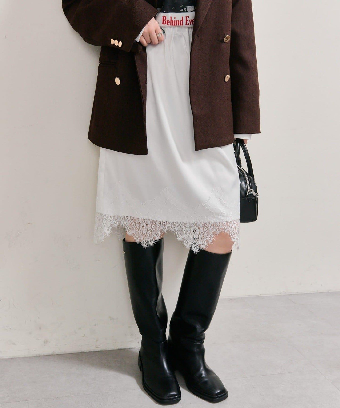 下襬蕾絲多功能半身裙