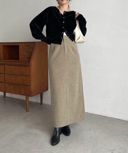 【HAPPY BAG対象】桃皮絨直筒裙