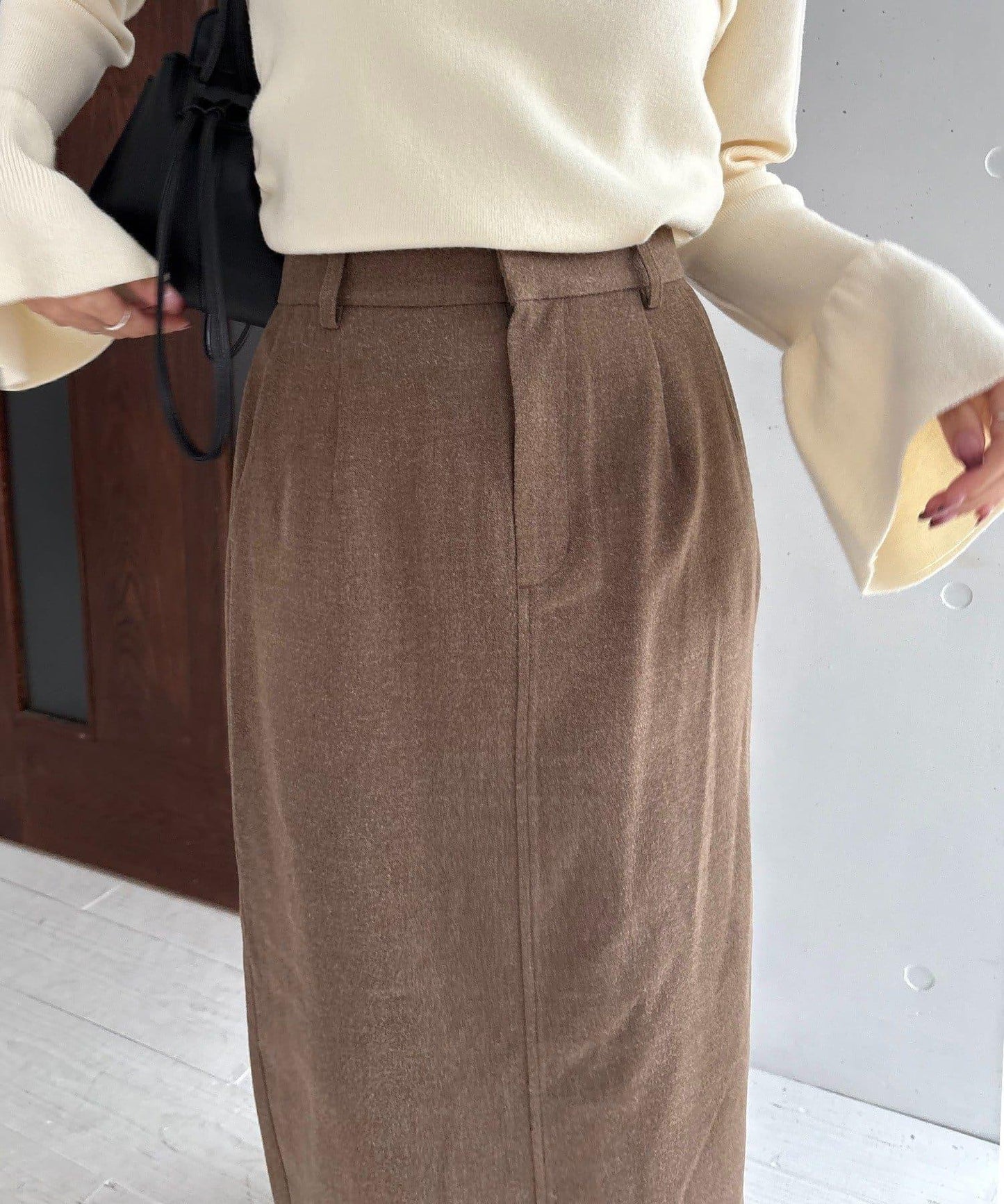 【HAPPY BAG対象】桃皮絨直筒裙