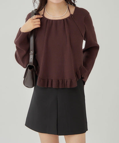 荷葉邊層疊針織衫