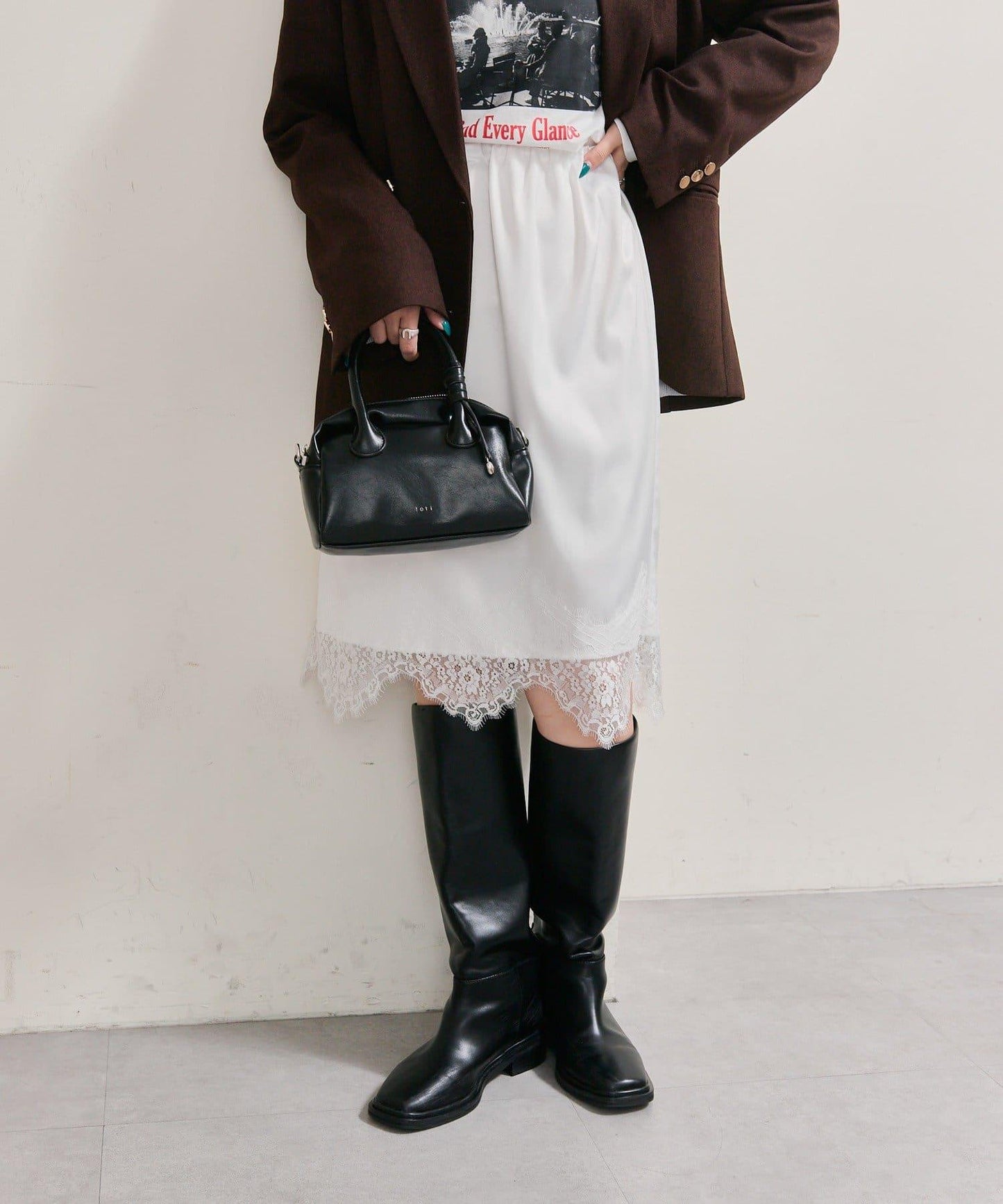 下襬蕾絲多功能半身裙