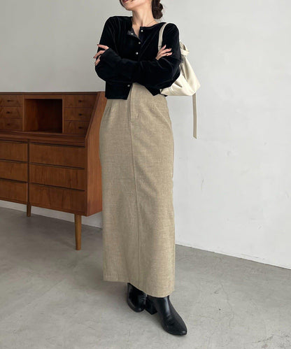 【HAPPY BAG対象】桃皮絨直筒裙