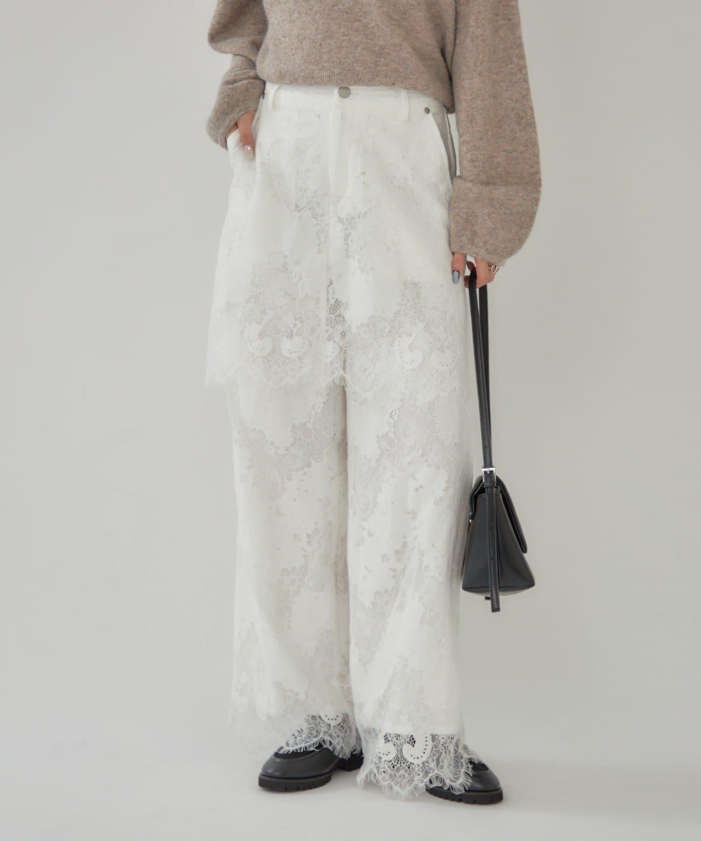 鏤空花邊疊層褲