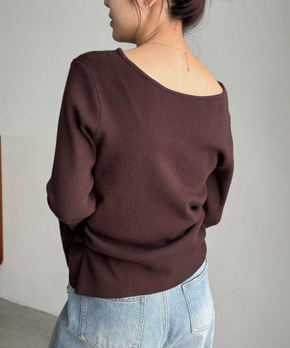 CAPRICIEUX LE'MAGE 喇叭袖 不對稱領 針織上衣