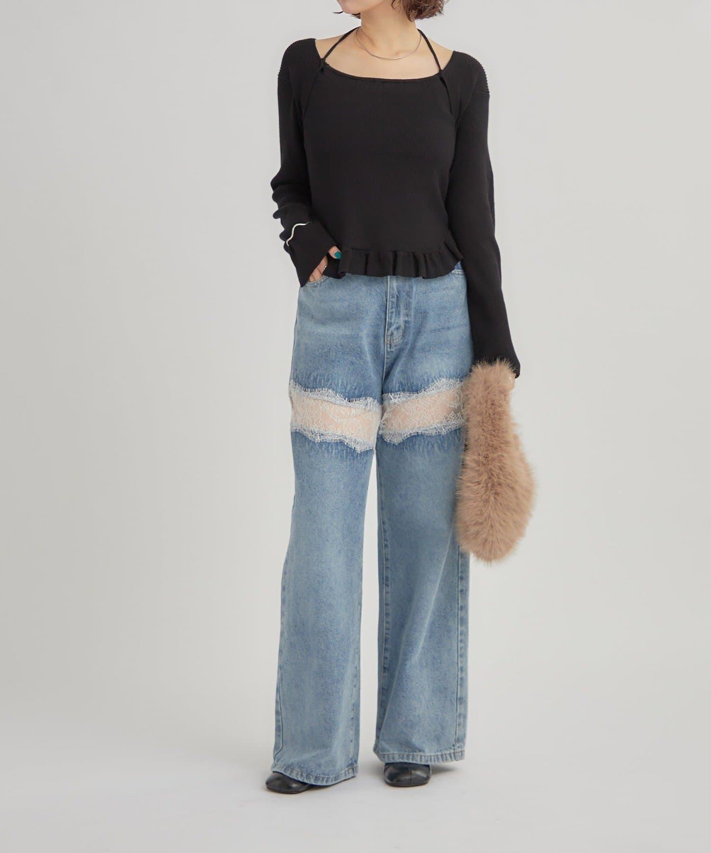 荷葉邊層疊針織衫