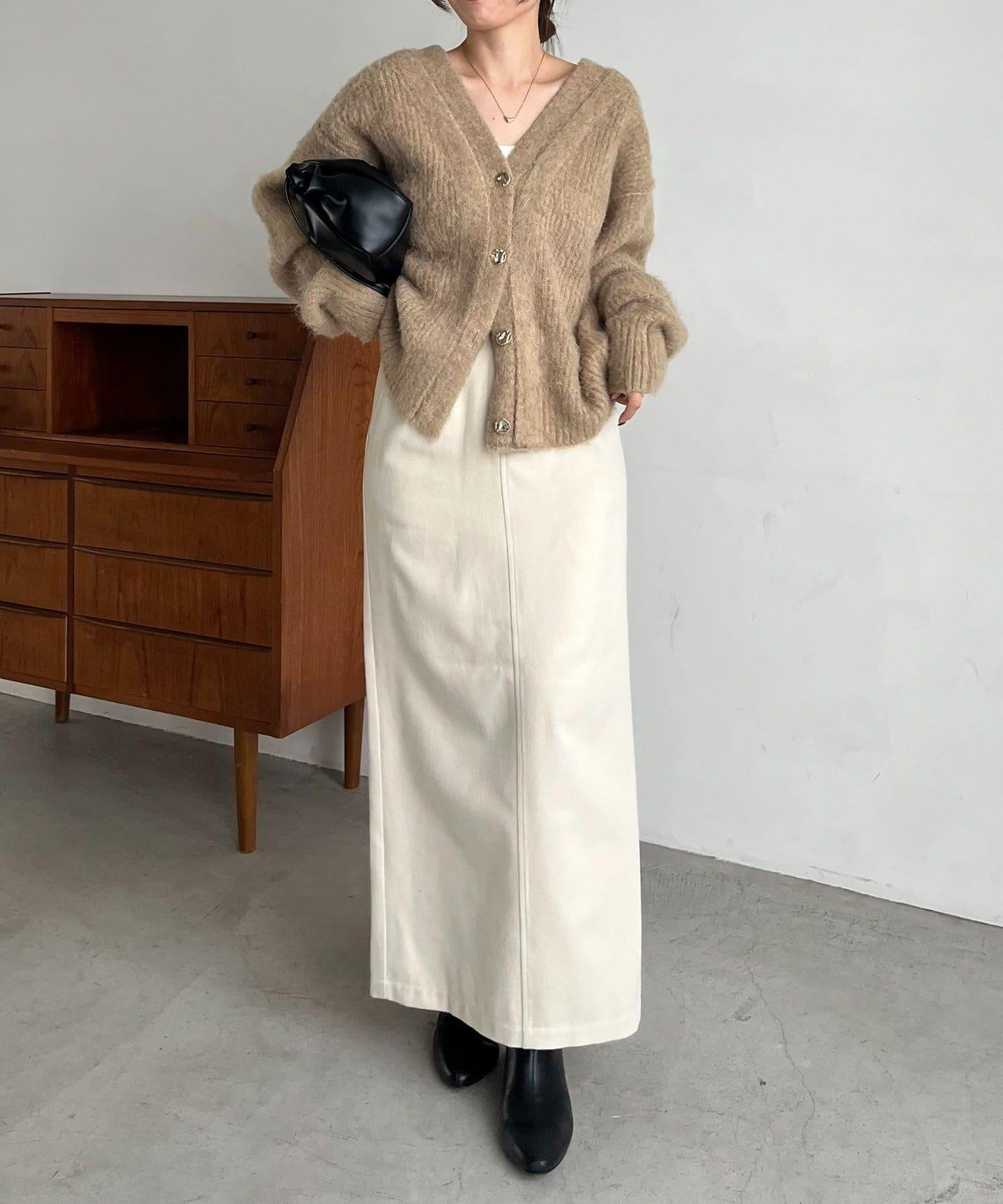 【HAPPY BAG対象】桃皮絨直筒裙