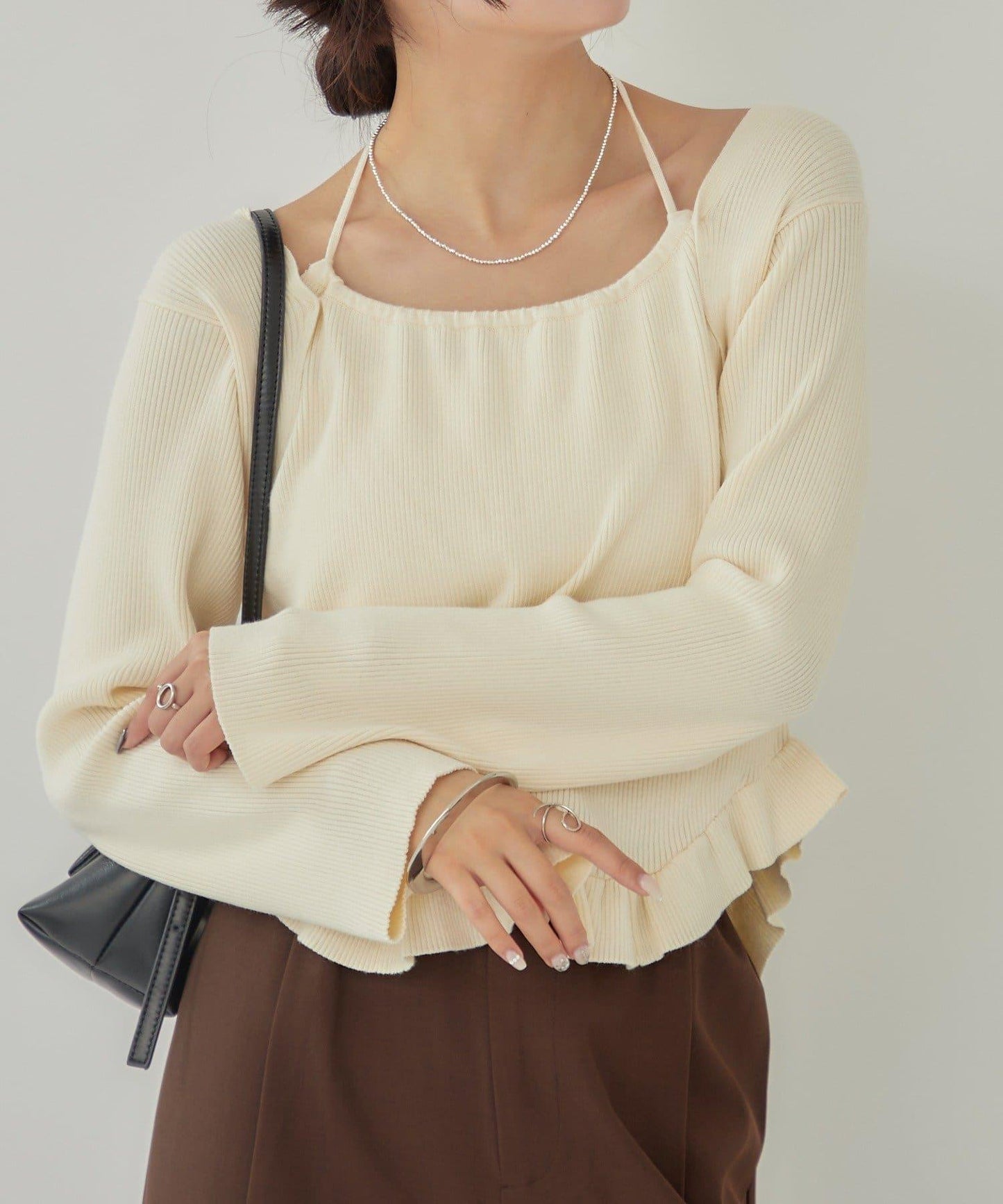 荷葉邊層疊針織衫