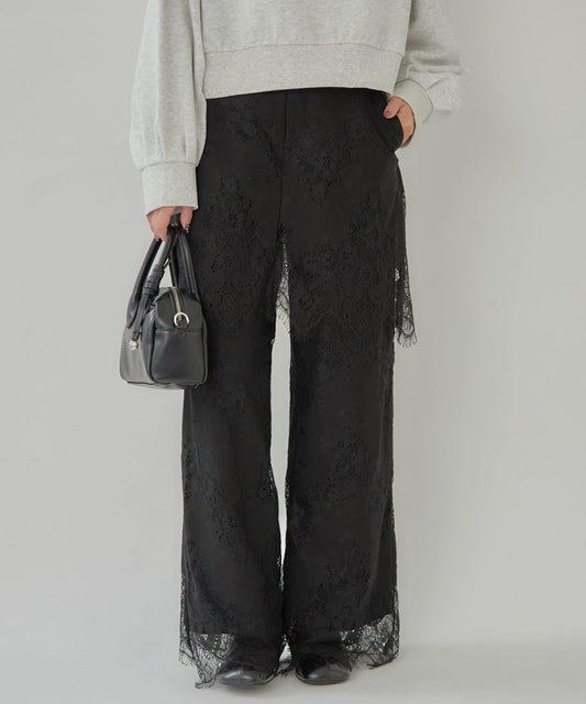 鏤空花邊疊層褲